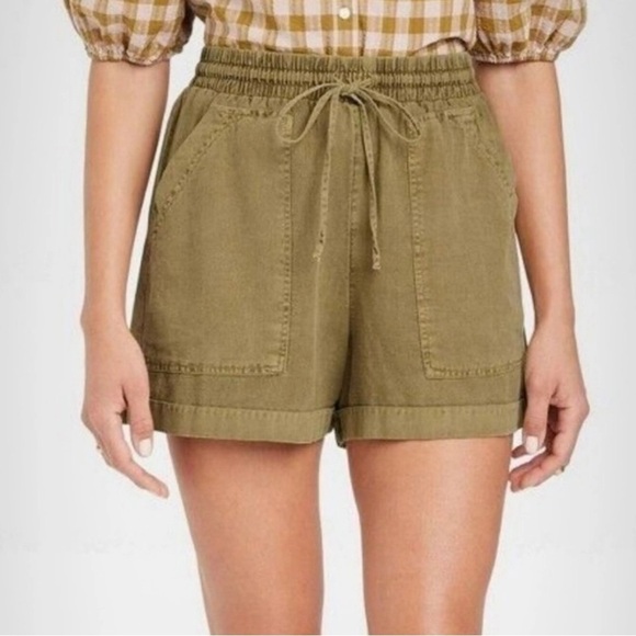 Universal Thread Olive Green linen blend Shorts Women Size XS - Picture 1 of 7